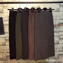 Load image into Gallery viewer, Hanyiren Pencil Skirt High Waist 2019 Autumn Winter Women Elegant Knitted Bodycon Skirt