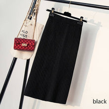 Load image into Gallery viewer, Hanyiren Pencil Skirt High Waist 2019 Autumn Winter Women Elegant Knitted Bodycon Skirt