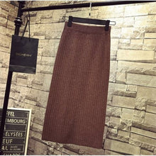 Load image into Gallery viewer, Hanyiren Pencil Skirt High Waist 2019 Autumn Winter Women Elegant Knitted Bodycon Skirt